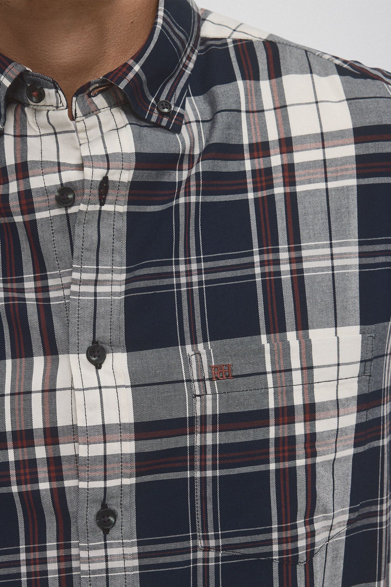 Pedro del Hierro Checked twill shirt Orange