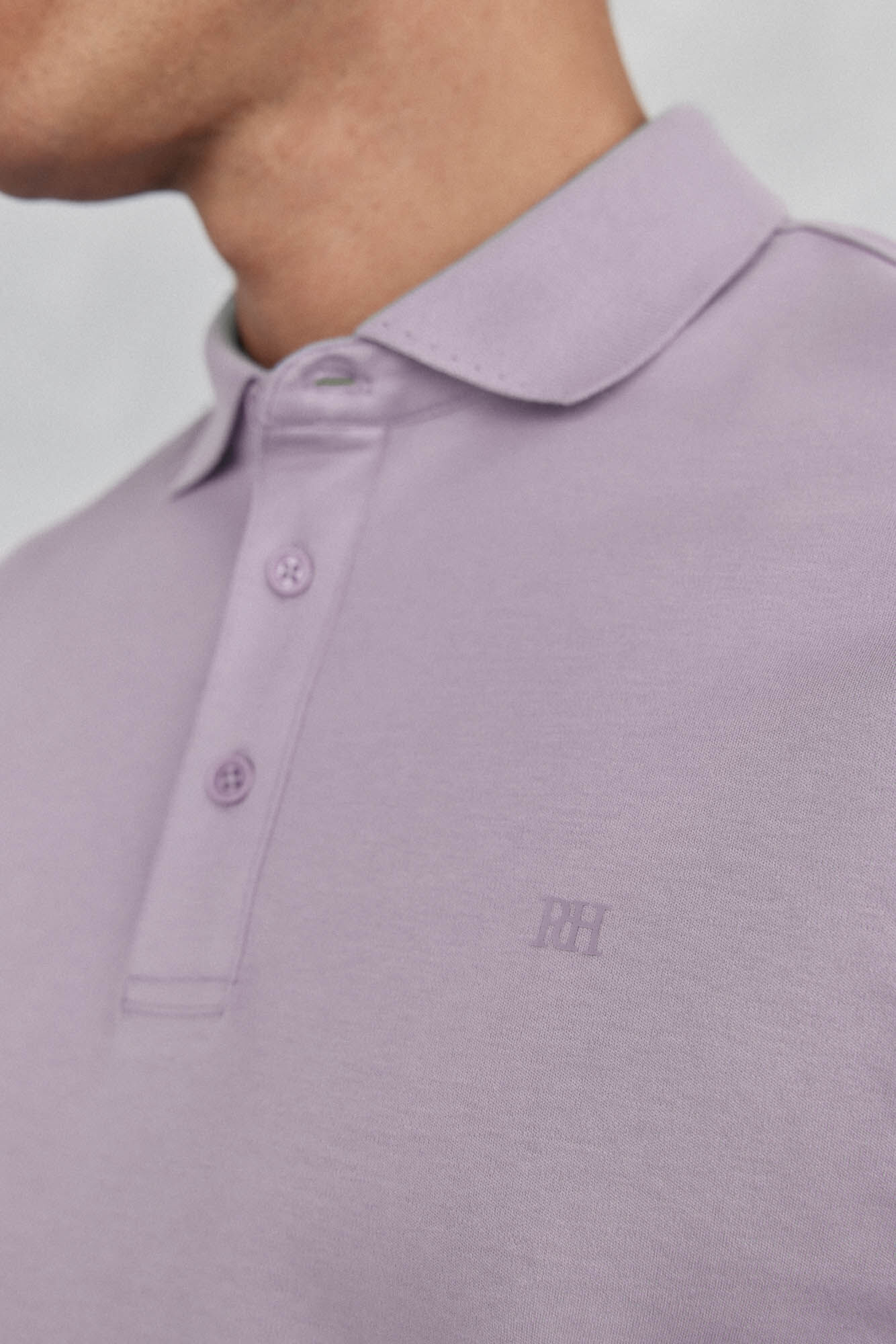 Pedro del Hierro Mercerized long sleeve polo shirt Purple