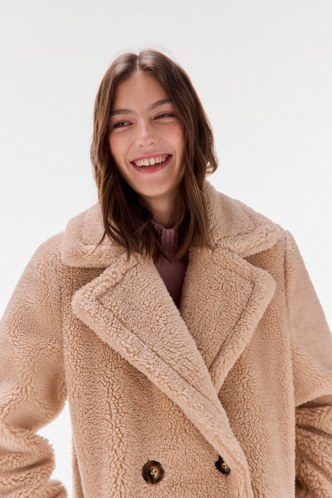 TFP by Tamara Falc&oacute; Teddy-effect coat Ecru