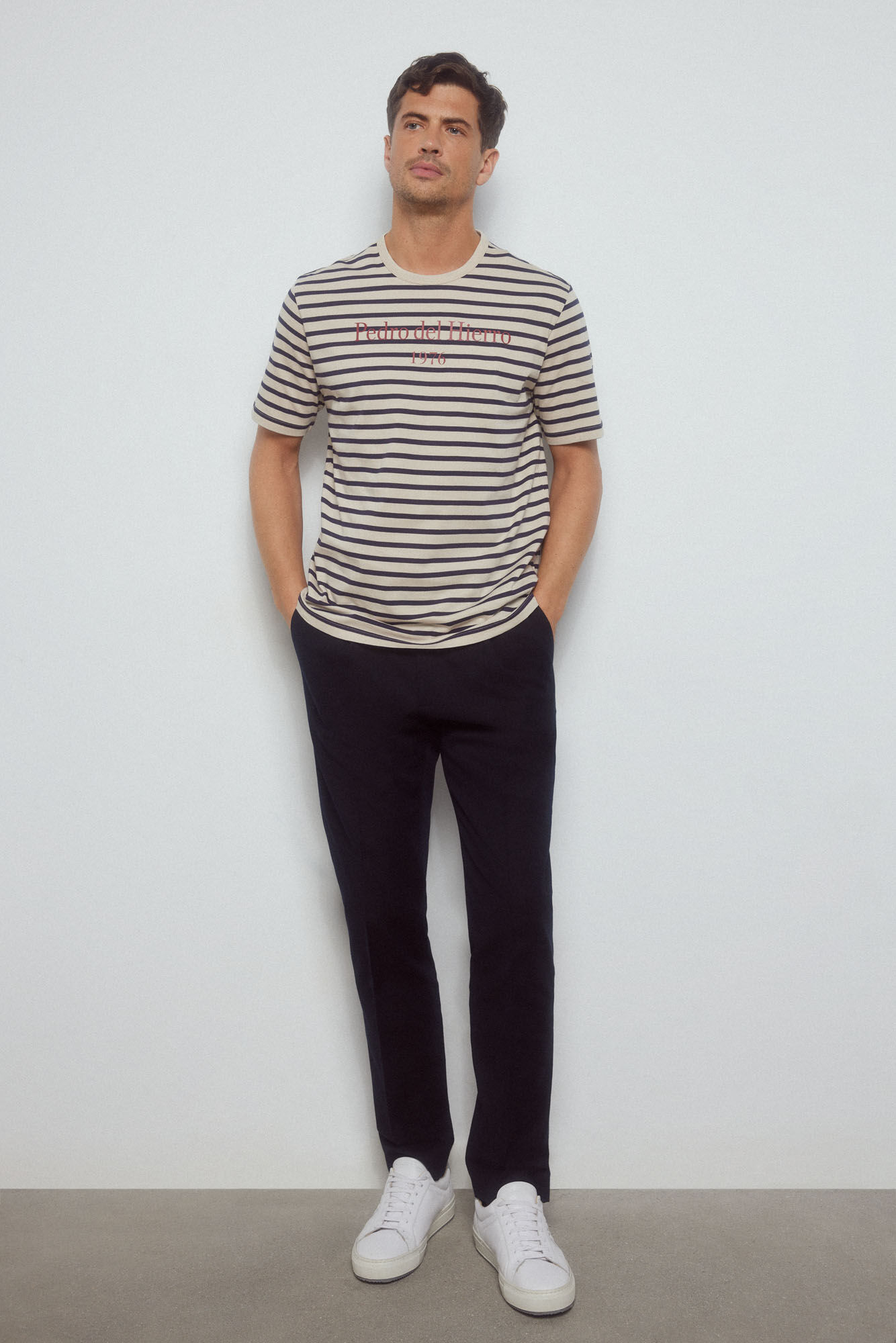 Pedro del Hierro Camiseta de rayas logo Azul