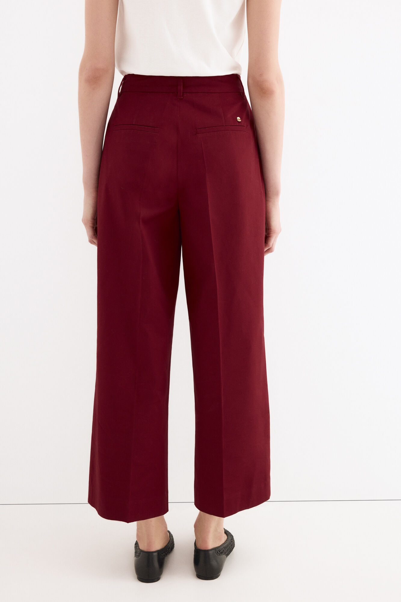 Pedro del Hierro Classic wide leg trousers Burgundy