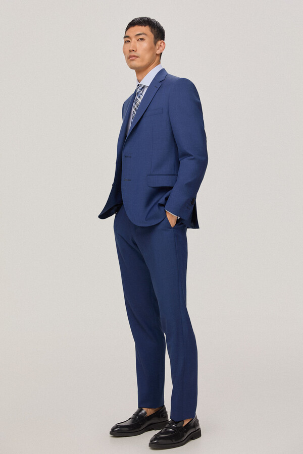 Pedro del Hierro Americana traje cuadro gales en tailored fit Azul