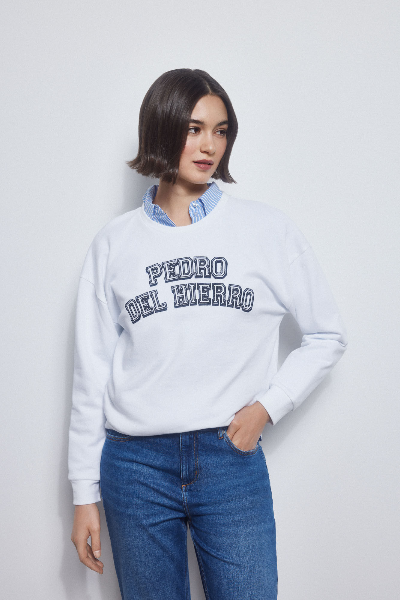 Pedro del Hierro Sudadera lisa logo Beige