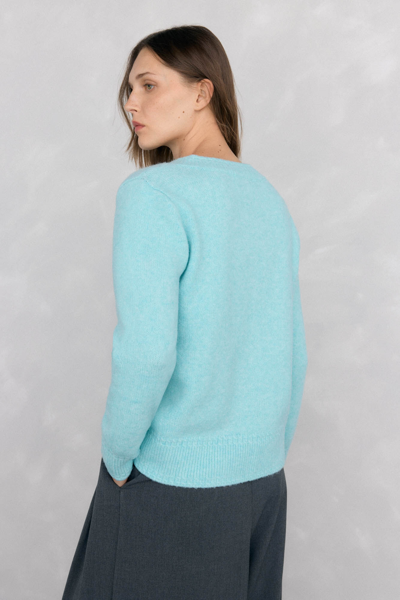 Pedro del Hierro V sweater with mini cross-knit details Turquoise