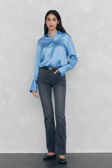 Pedro del Hierro Plain satin shirt Blue