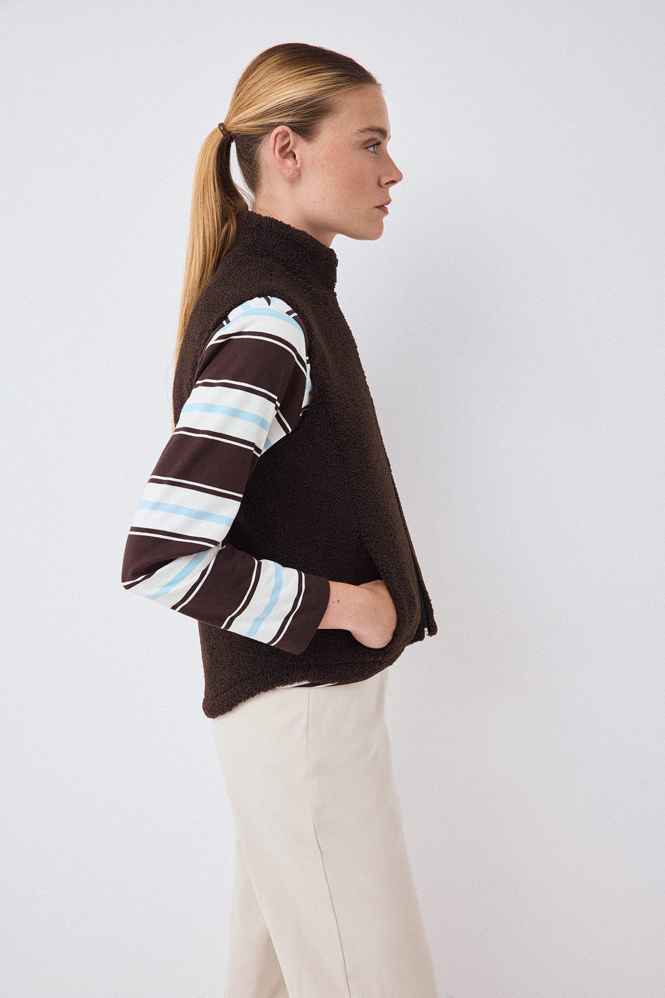Pedro del Hierro Faux shearling gilet Brown