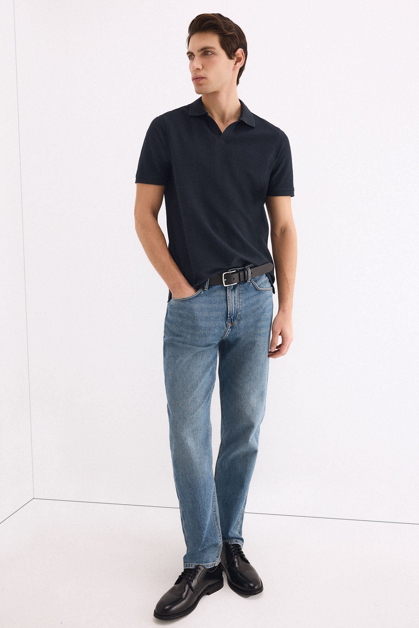 Pedro del Hierro Textured polo shirt Blue