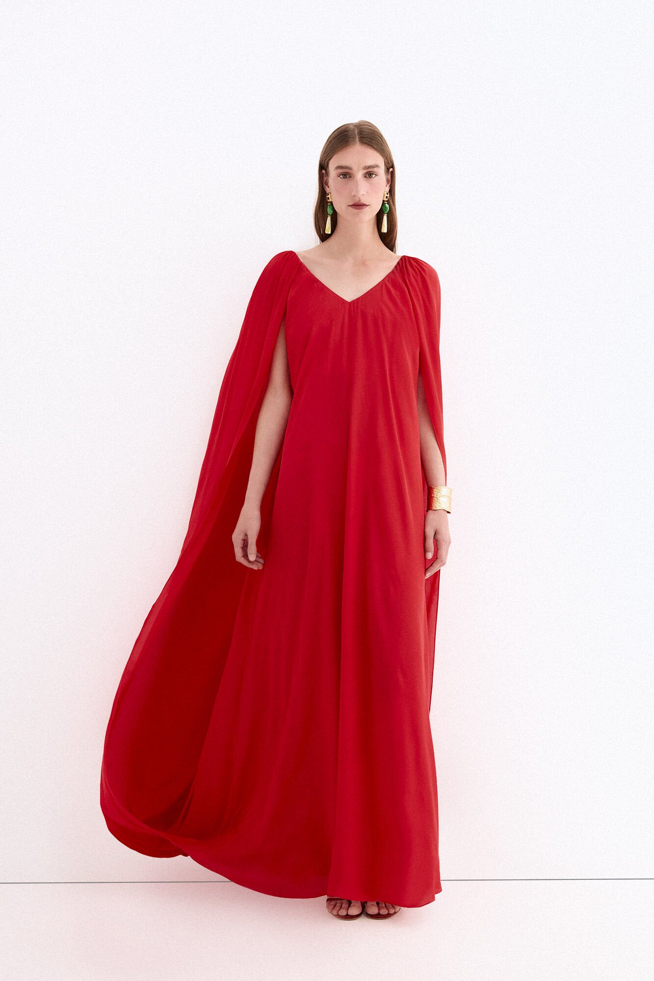 Pedro del Hierro Fluid long cape dress Red