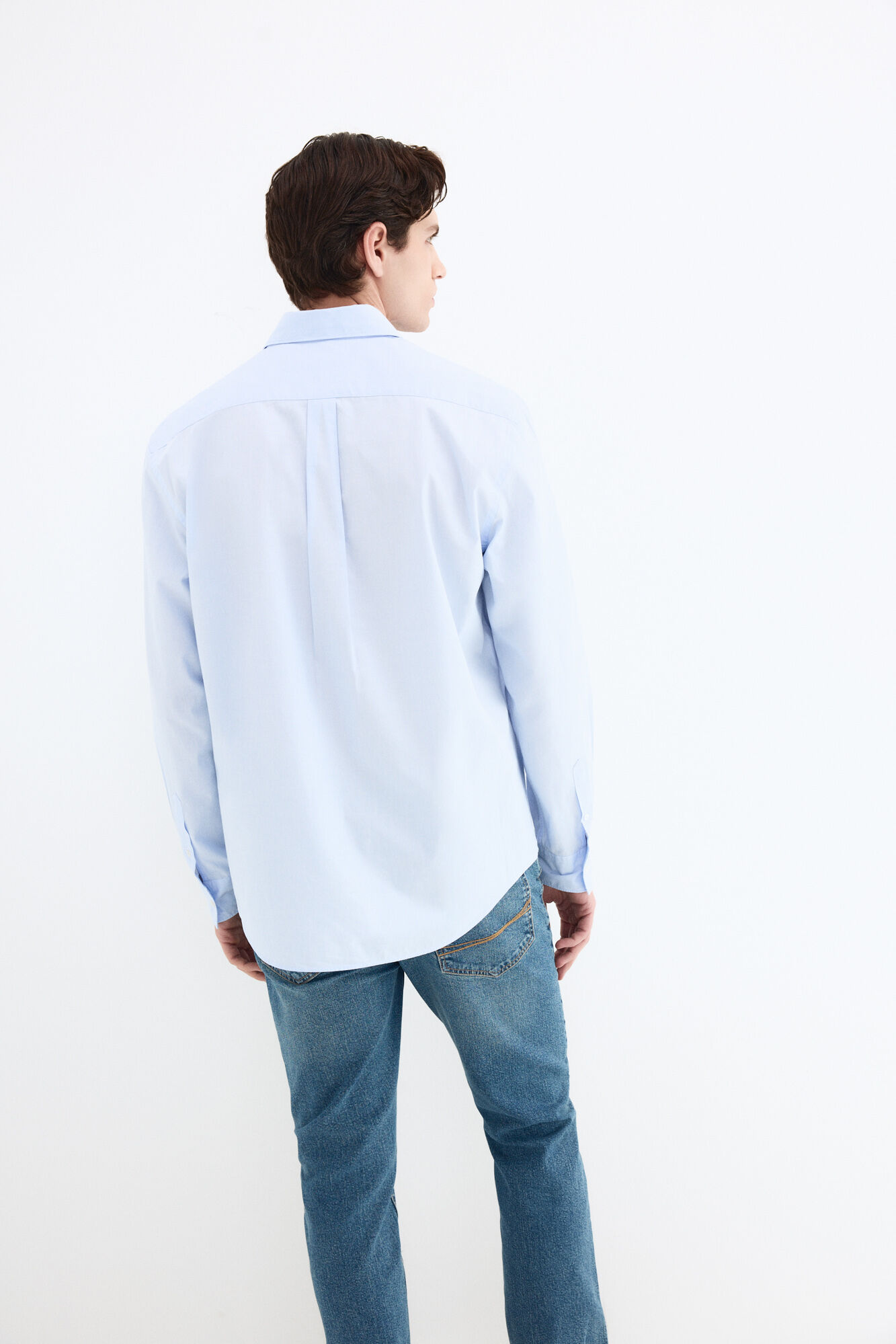 Pedro del Hierro Camisa lisa em popelina Azul