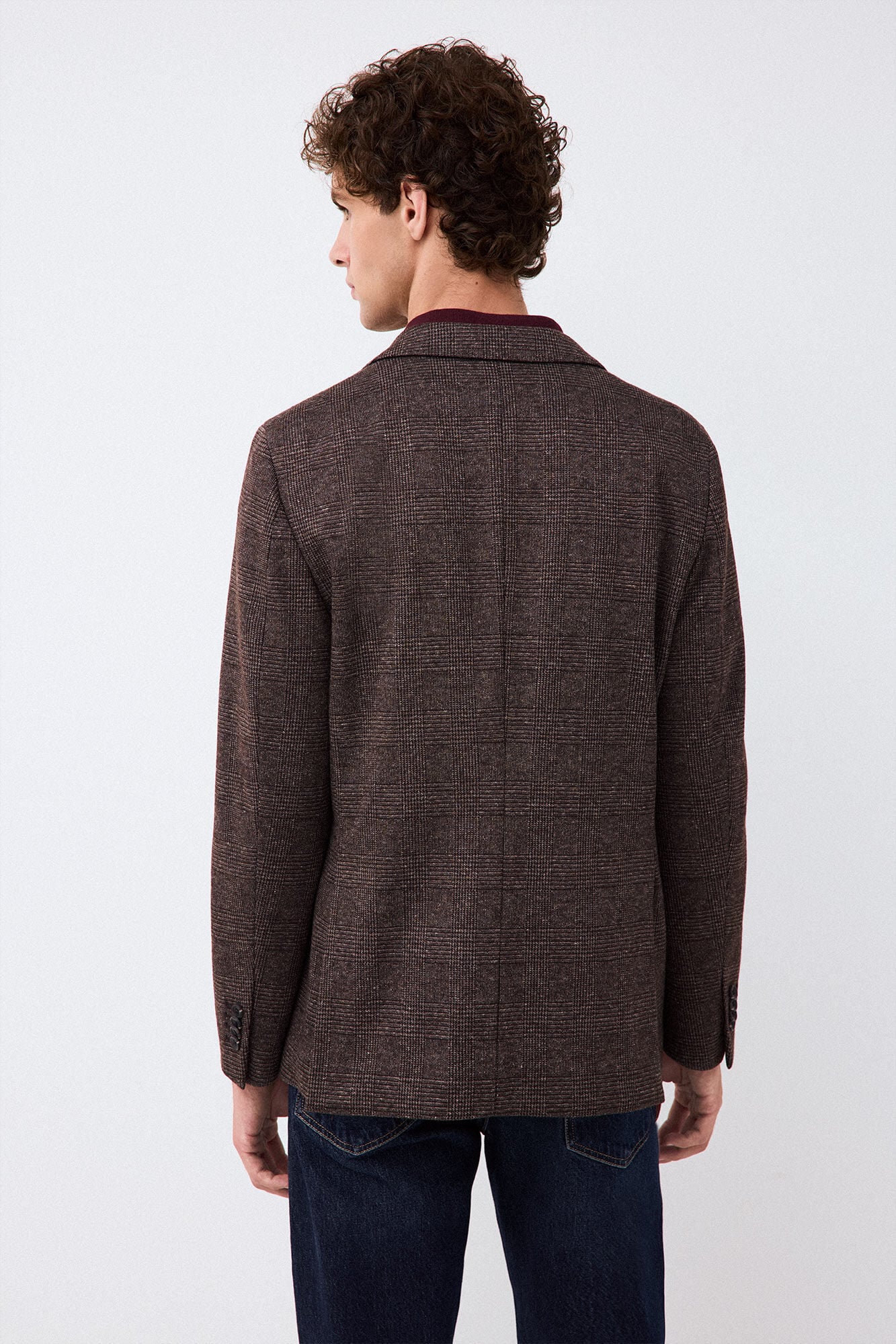 Pedro del Hierro Plaid knit blazer Brown