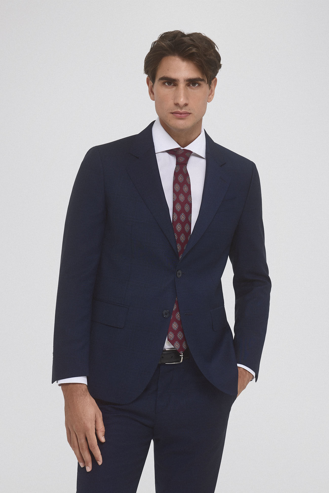 Pedro del Hierro American slim fit checked suit Blue