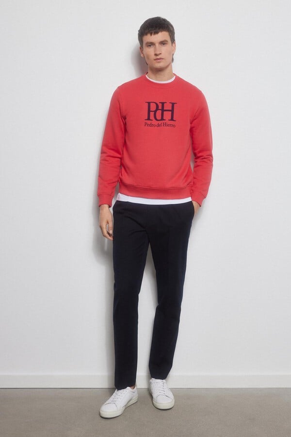 Pedro del Hierro crew neck sweatshirt logo Red