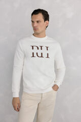 Pedro del Hierro Logo crew neck sweatshirt Ecru