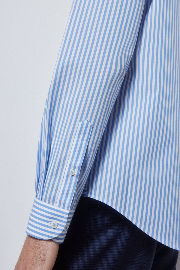 Pedro del Hierro Striped dress shirt, non-iron + anti-stain Blue
