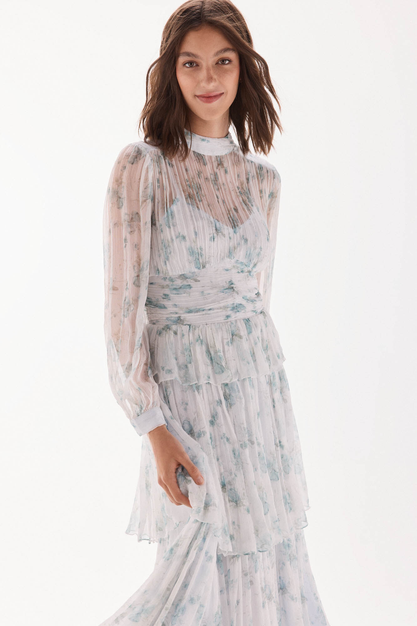 TFP by Tamara Falc&oacute; Vestido com babados Turquesa