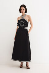 TFP by Tamara Falc&oacute; Vestido bordado com flor Preto