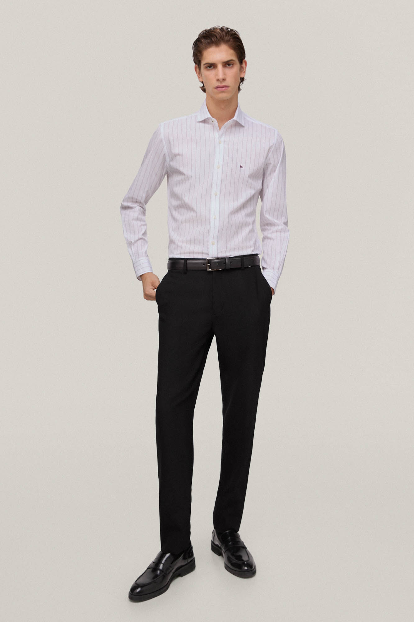 Pedro del Hierro Camisa rayas slim facil plancha libre de olores Purple