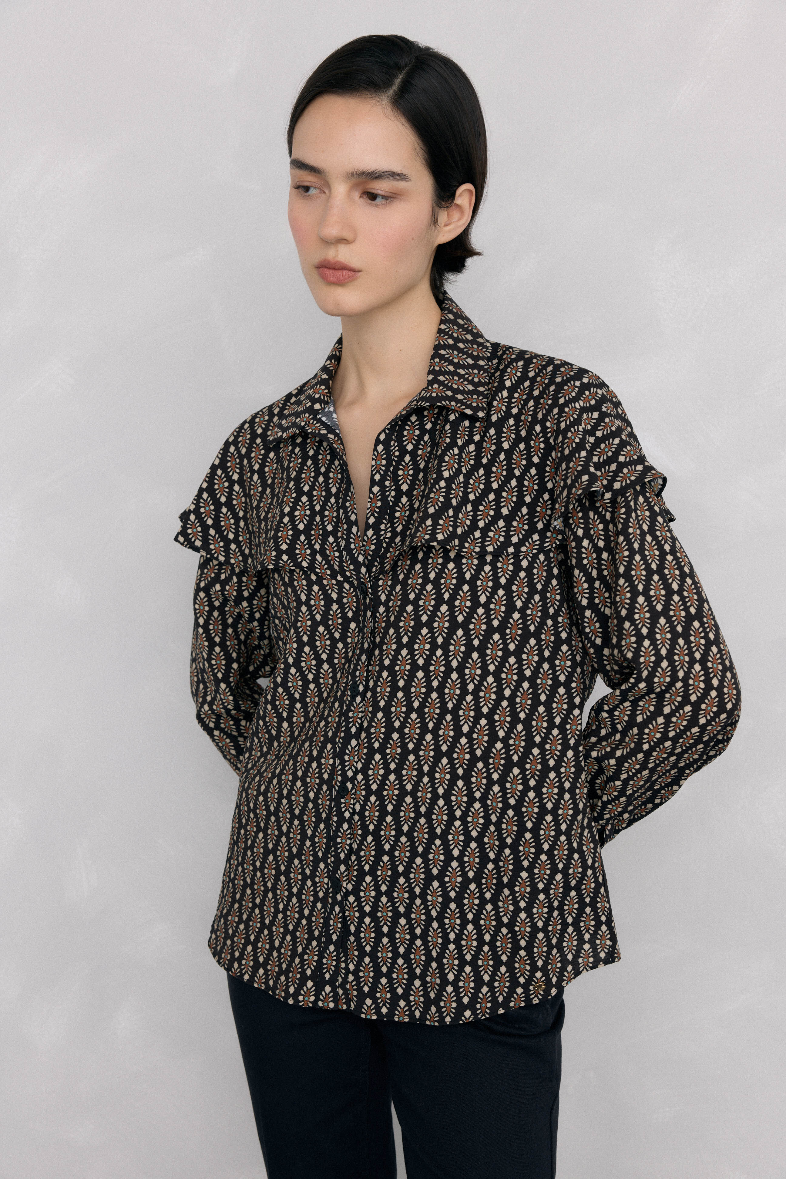 Pedro del Hierro Cape print blouse Grey