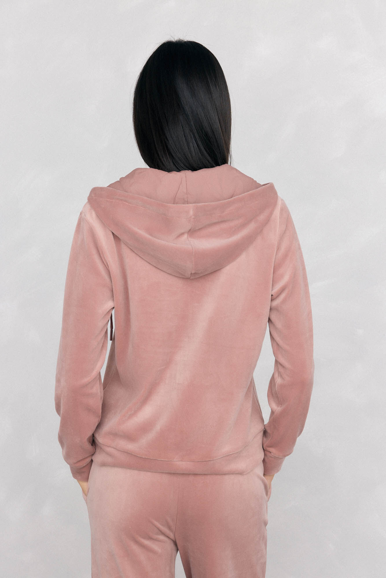 Pedro del Hierro velvet hood activewear sweatshirt Pink