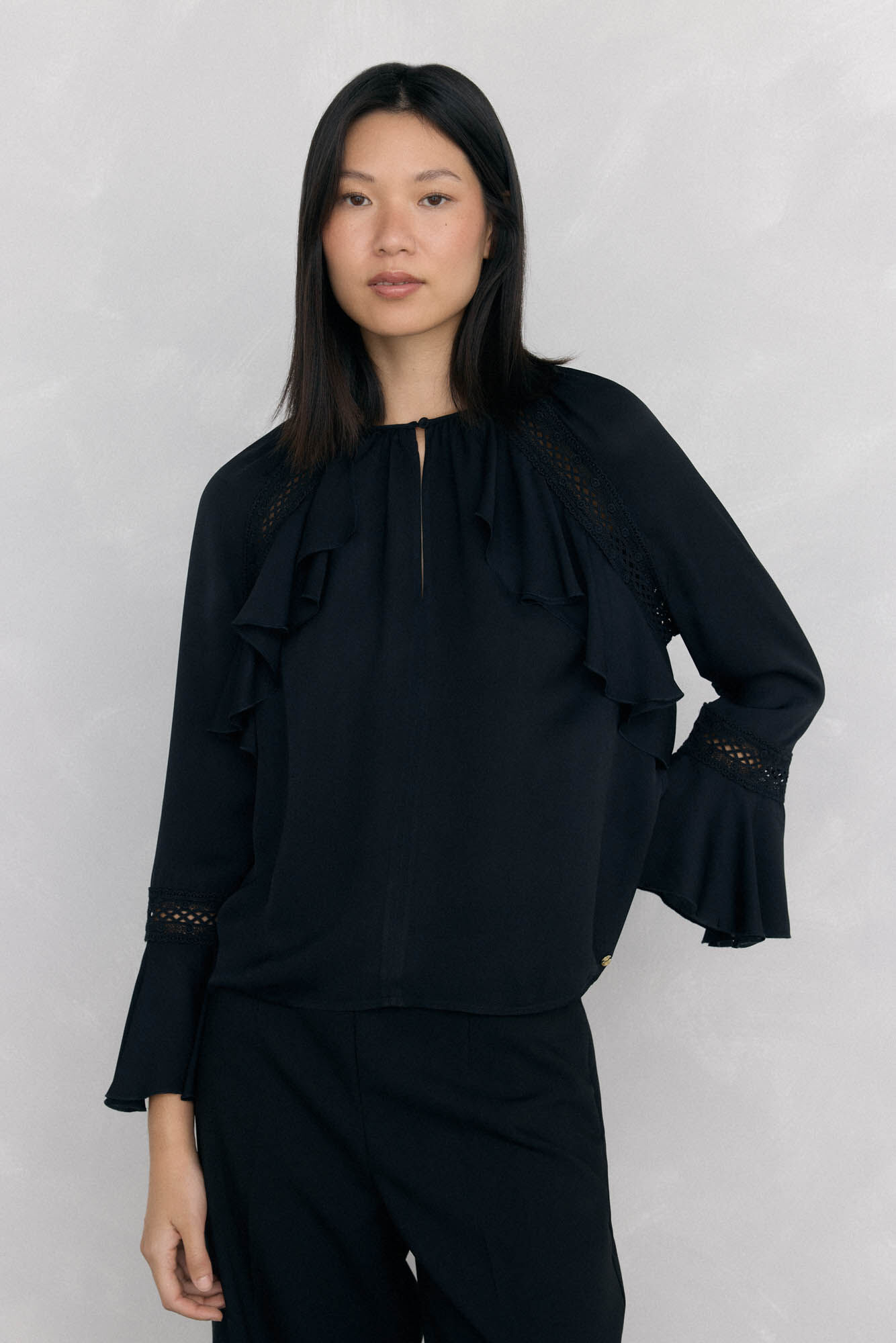 Pedro del Hierro Blusa de renda com babados