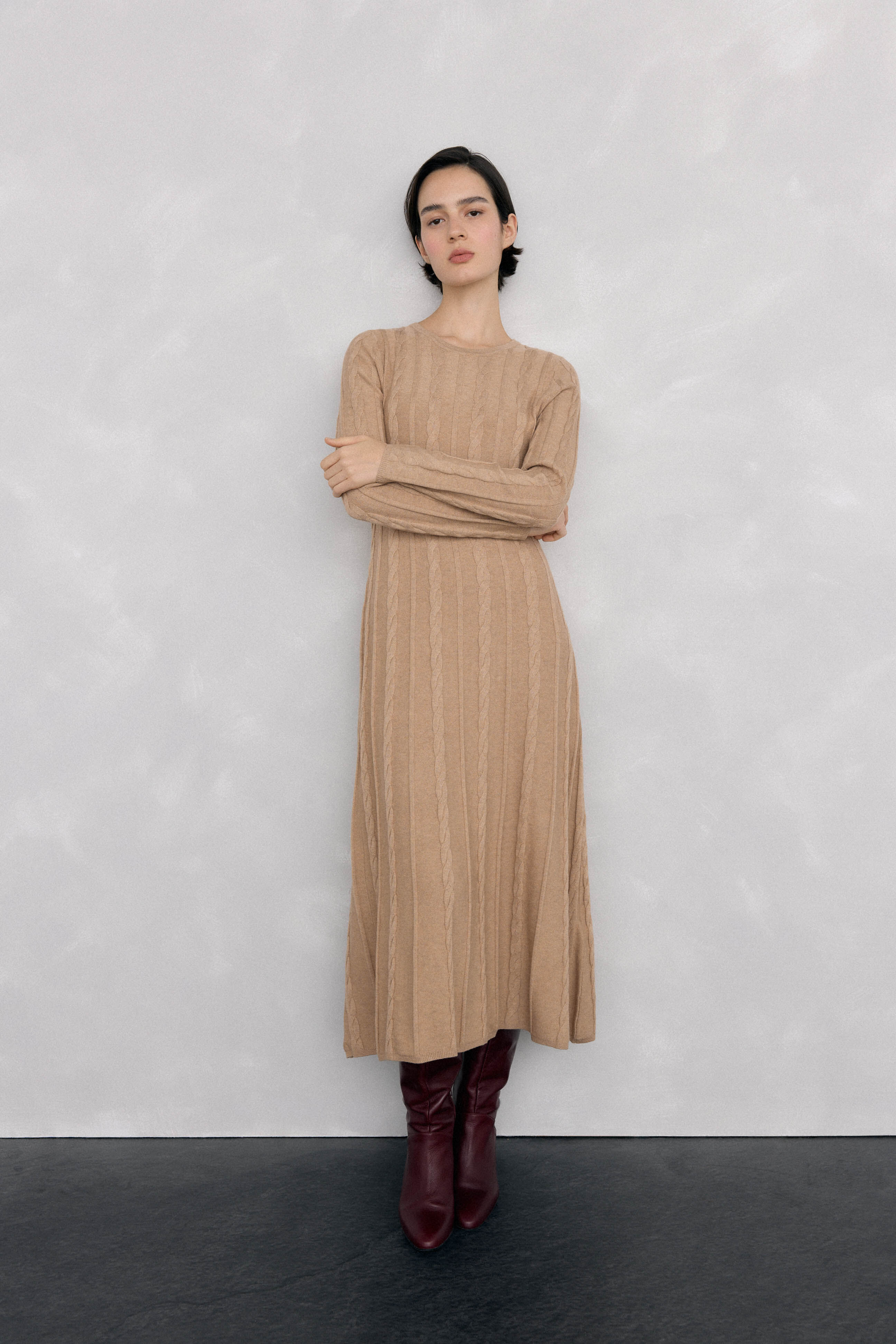 Pedro del Hierro Cross-knit dress Beige