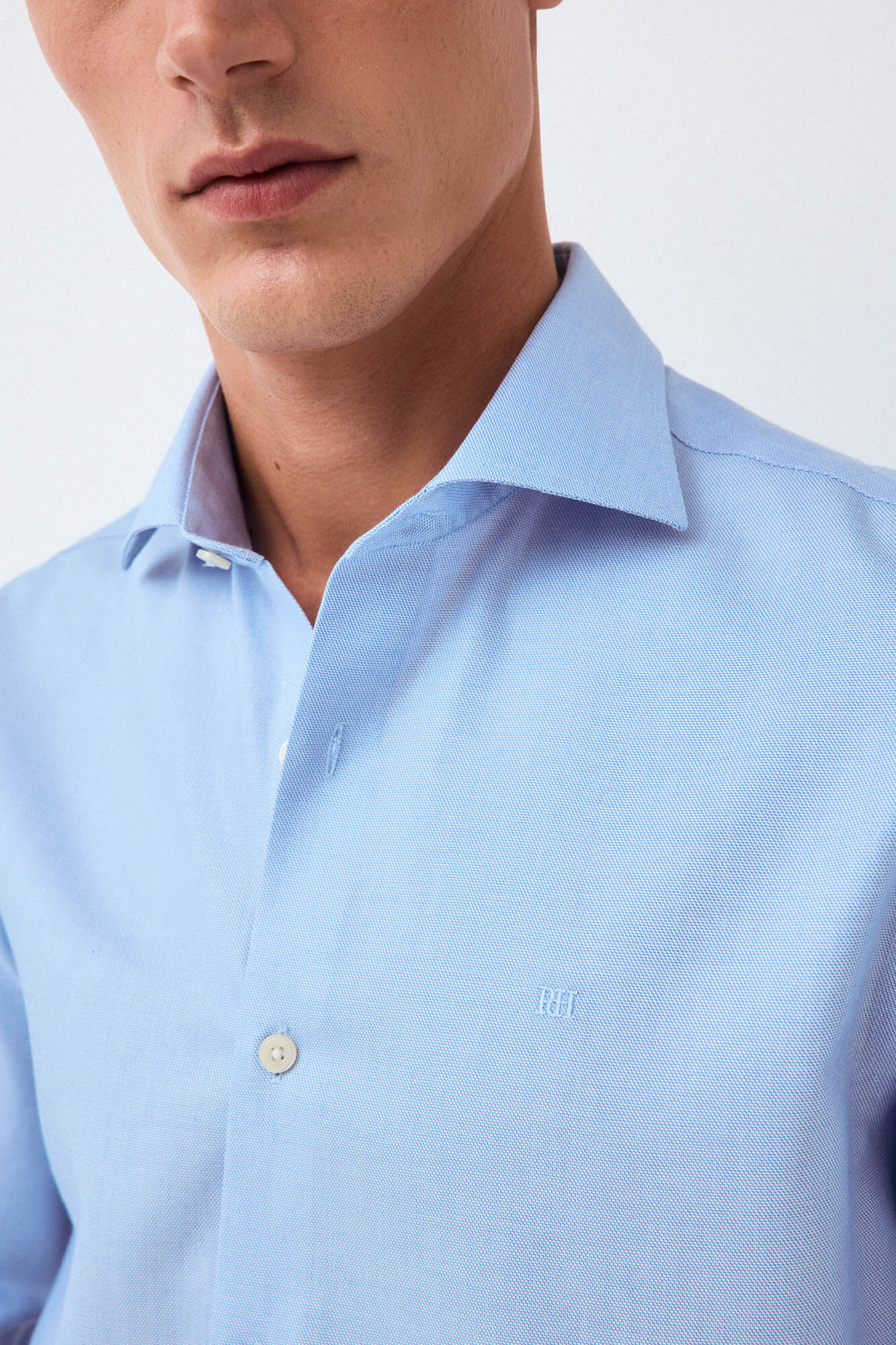 Pedro del Hierro Non-iron + anti-stain structure dress shirt Blue