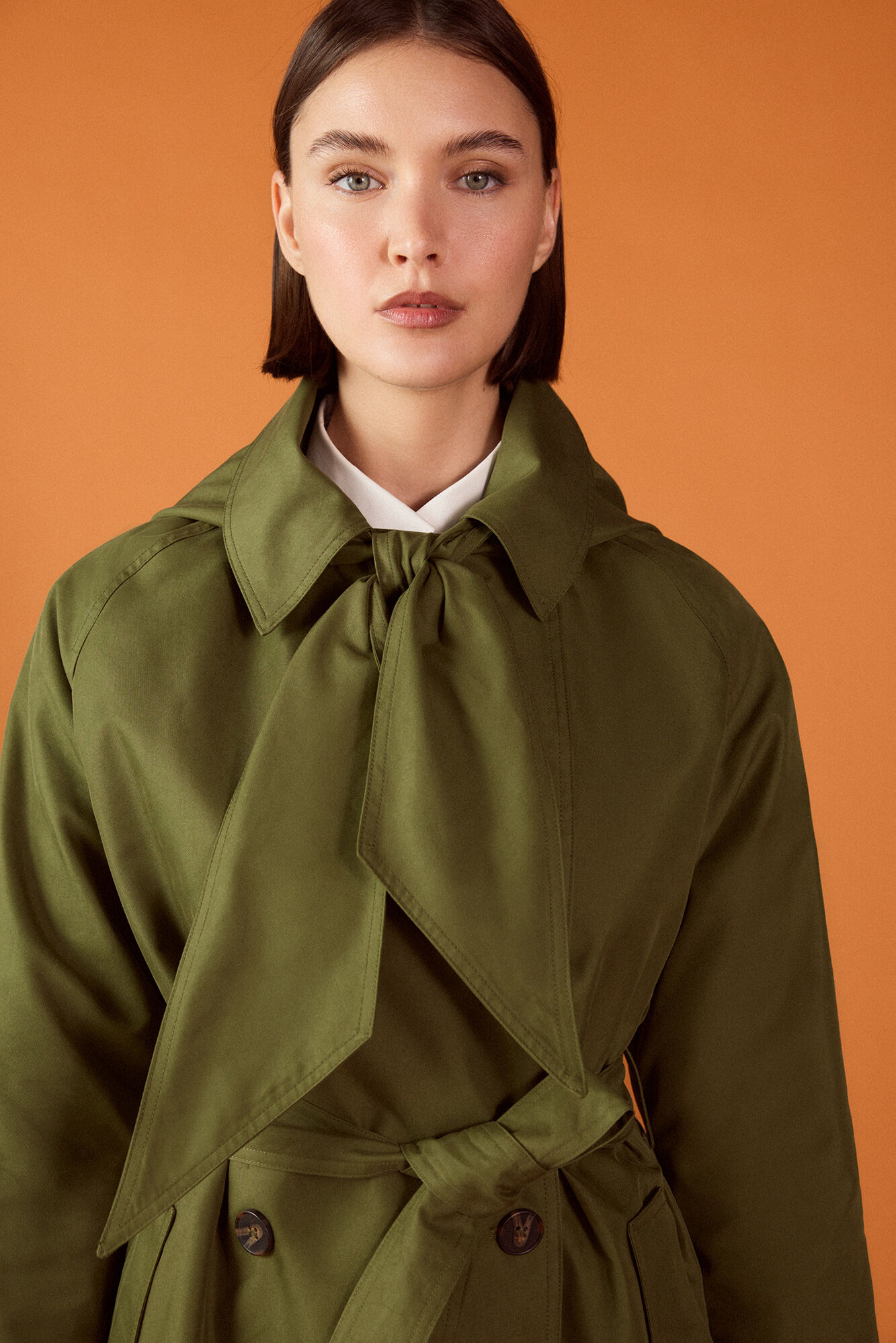 TFP by Tamara Falc&oacute; Long hooded trench coat Green