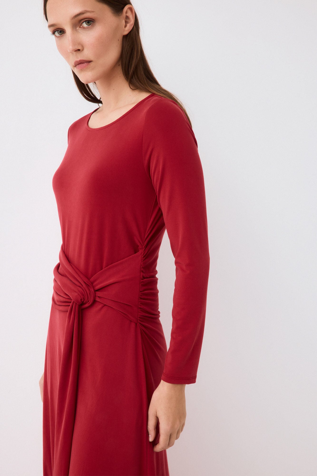 Pedro del Hierro Fluid long sleeve dress with knot detail