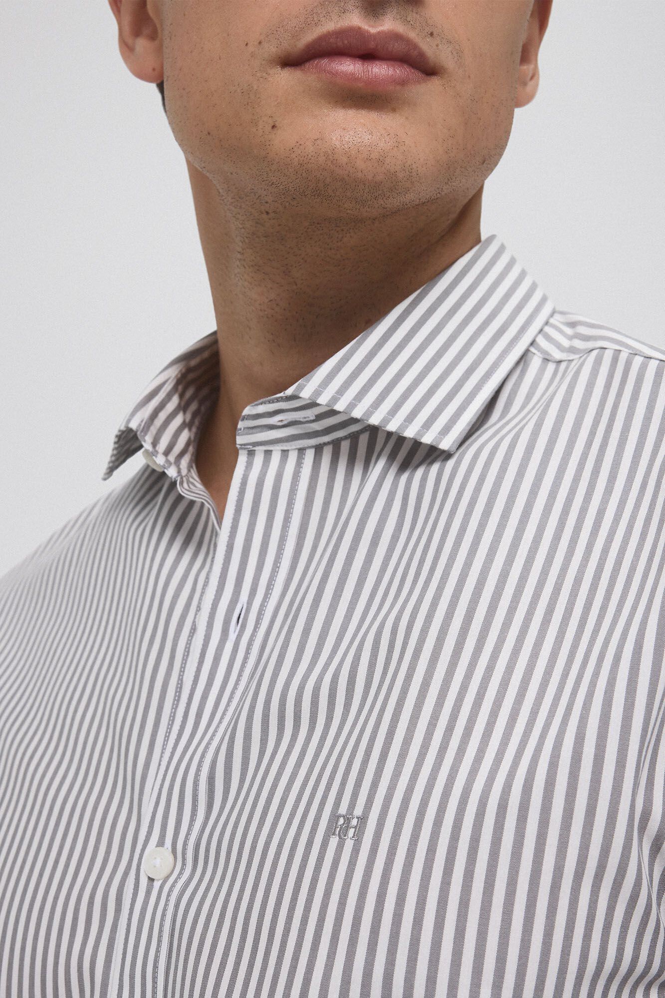 Pedro del Hierro Camisa rayas wrinkle free Gris