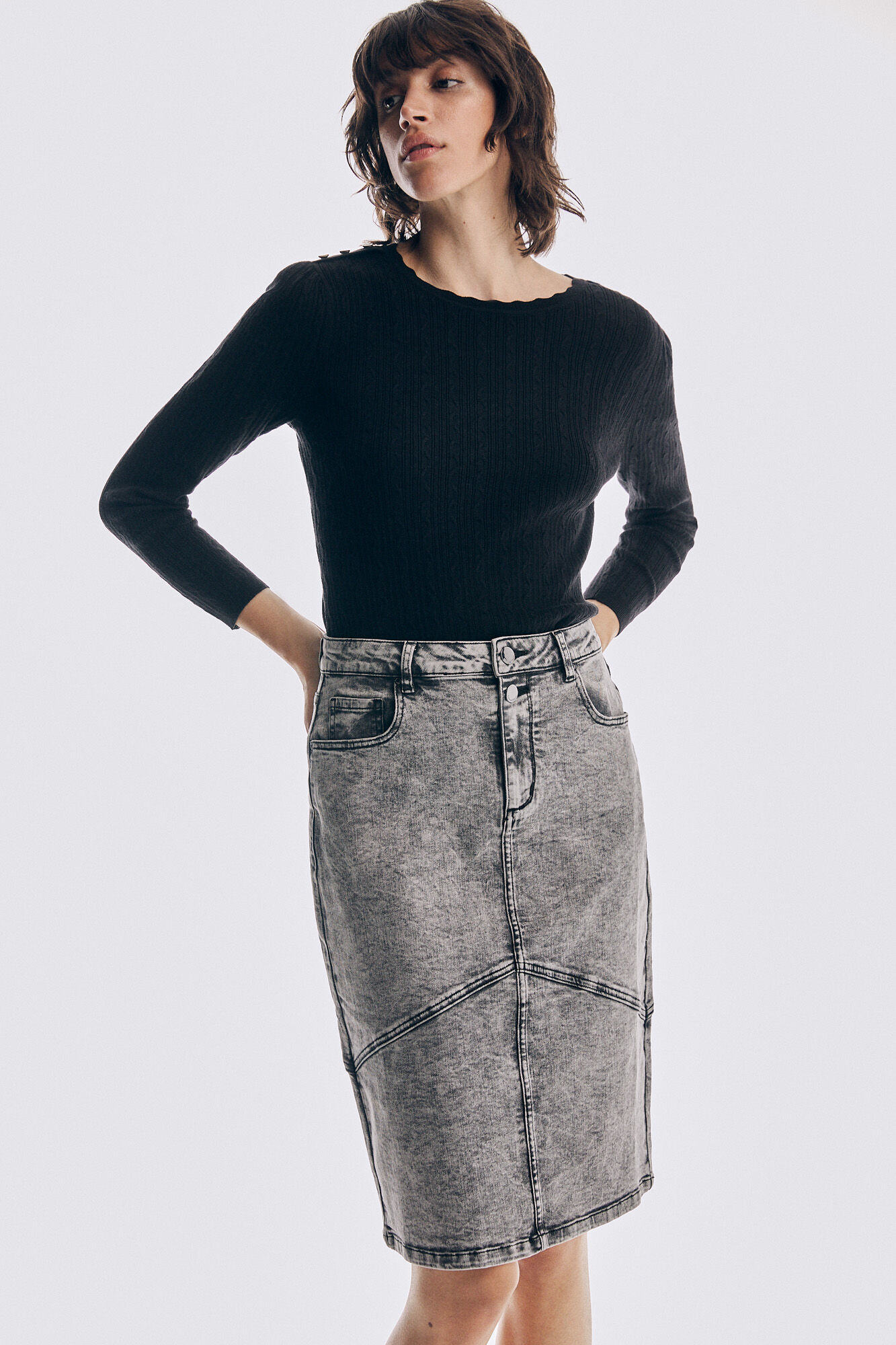 Pedro del Hierro Saia jeans Cizento