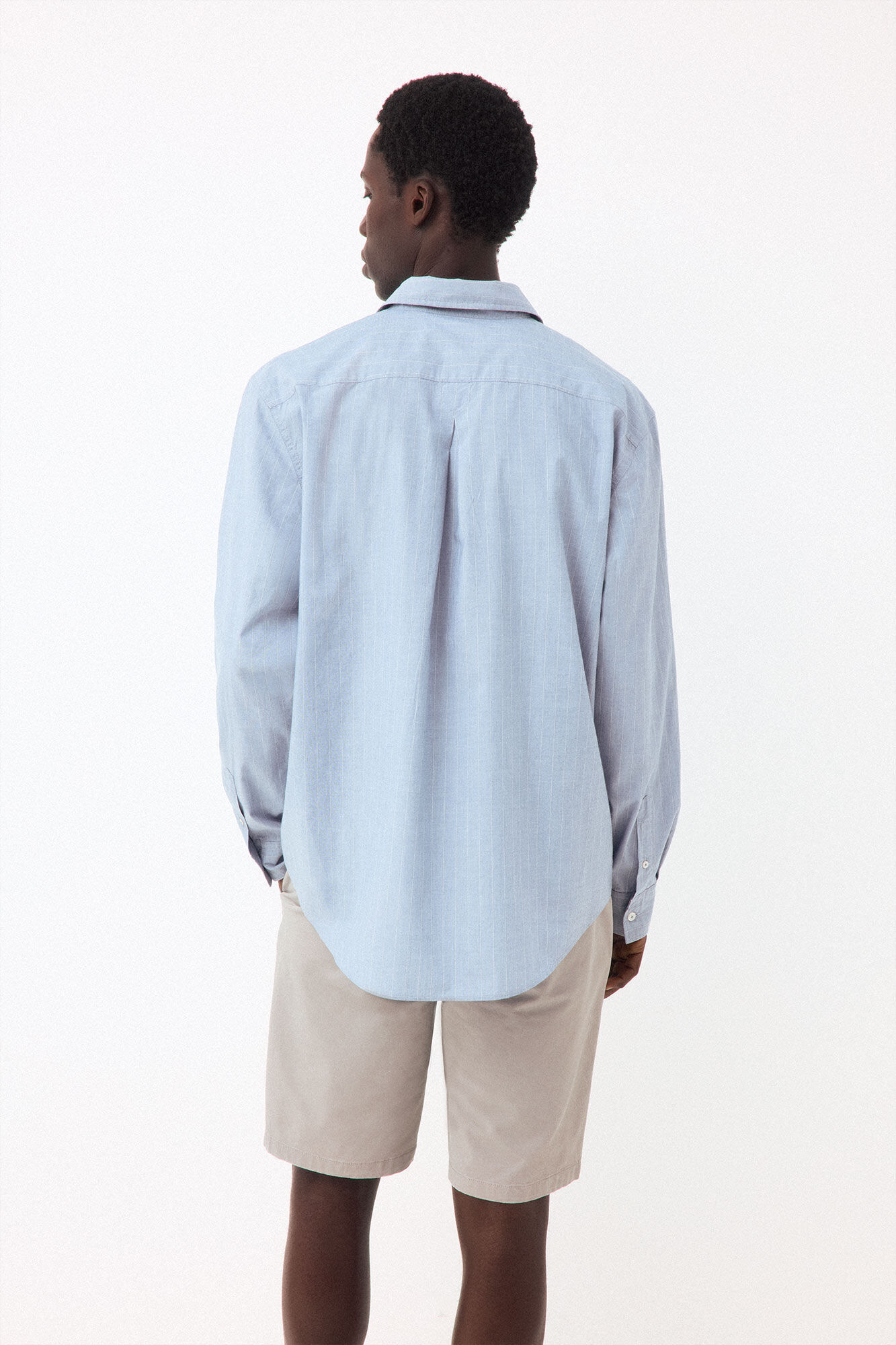 Pedro del Hierro Striped poplin relax fit shirt Blue