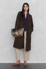 Pedro del Hierro suede trench coat Brown