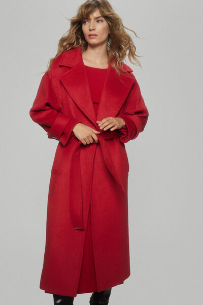 Pedro del Hierro Long belted coat Red