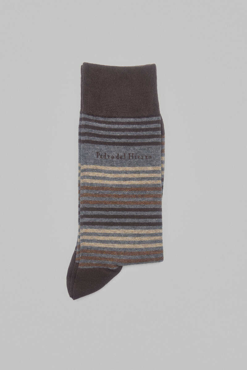 Pedro del Hierro Striped sports socks Brown