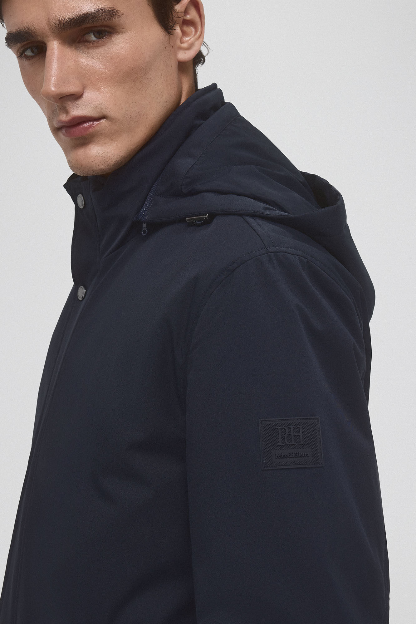 Pedro del Hierro Waterproof raincoat with detachable hood Blue