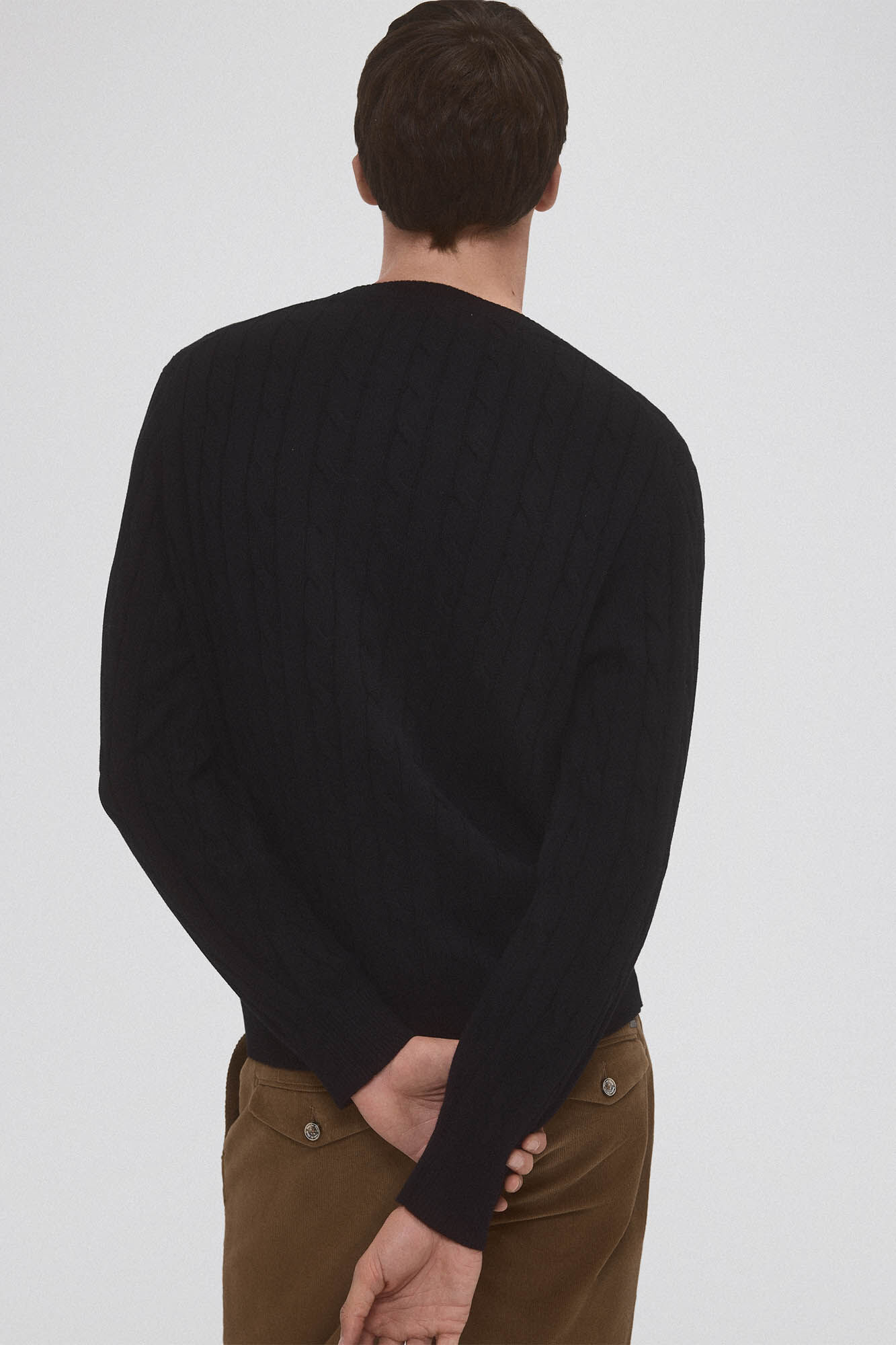 Pedro del Hierro Jersey algod&oacute;n premium cables cuello redondo Negro