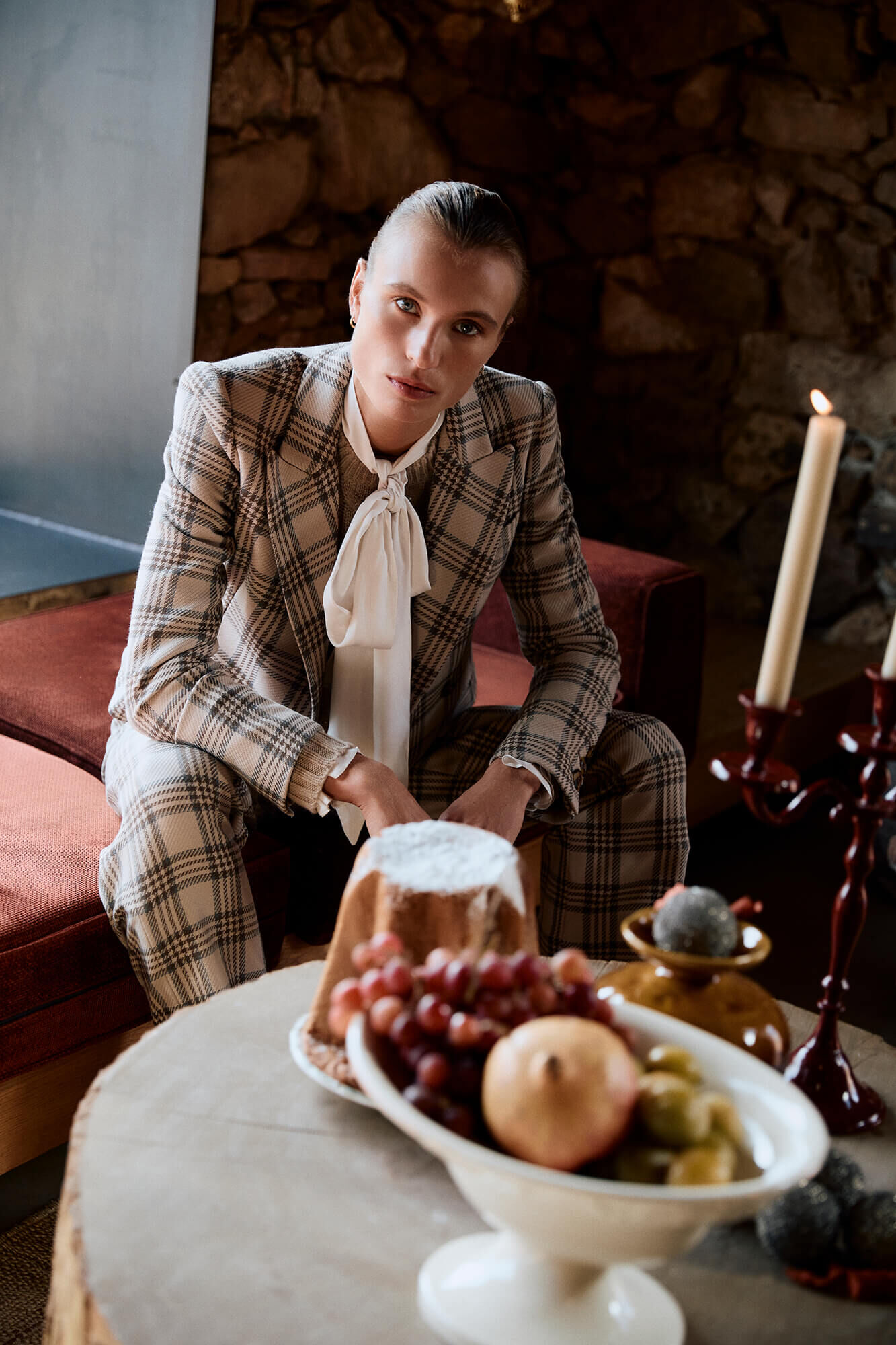 Pedro del Hierro Straight checked trousers