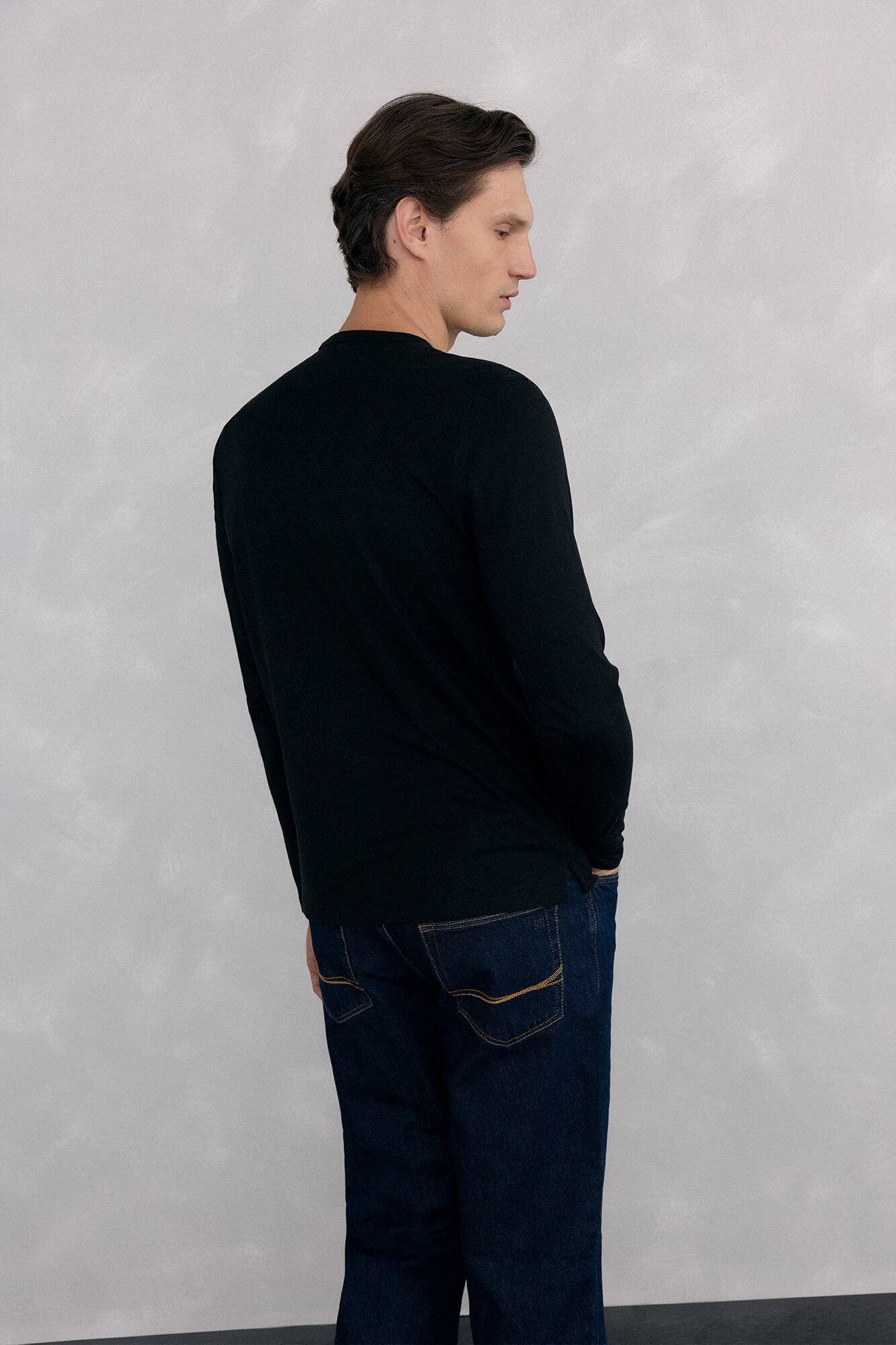 Pedro del Hierro Long-sleeved basic T-shirt Black