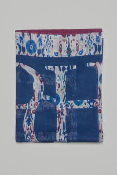 Pedro del Hierro Multicoloured logo print shawl Blue