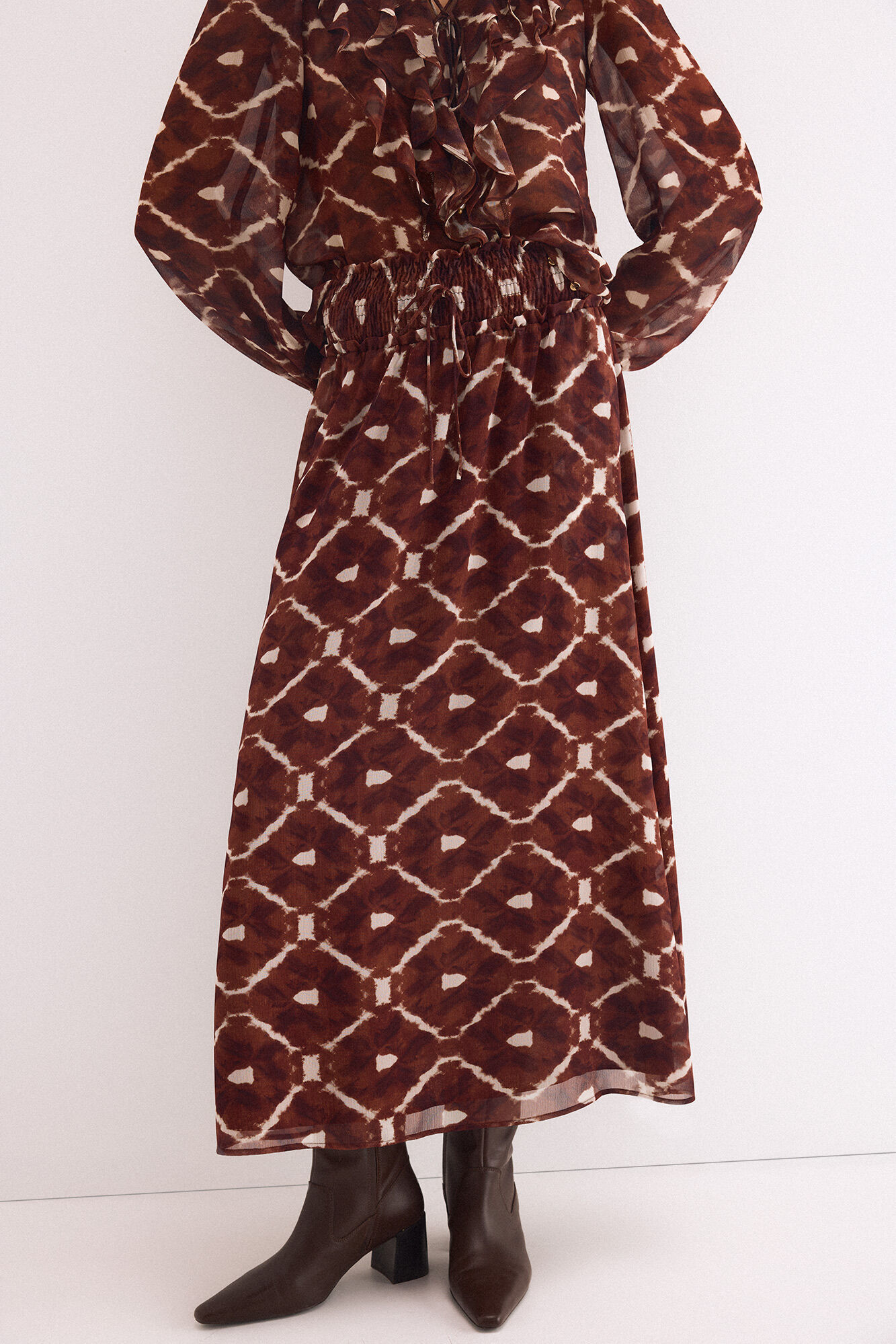 Pedro del Hierro Printed long pleated skirt