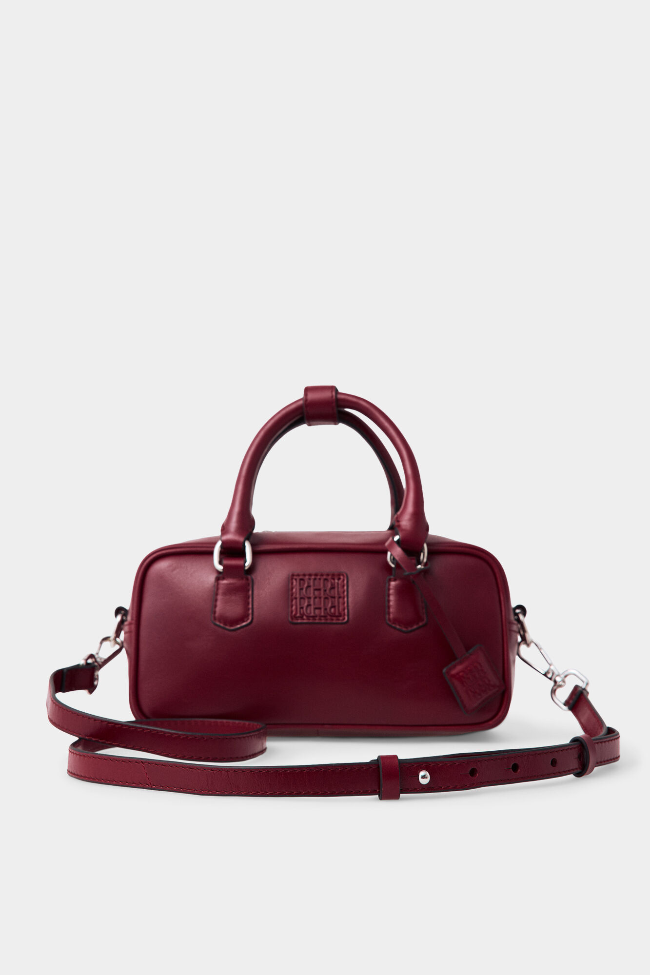 Pedro del Hierro Leather mini bowling bag Red