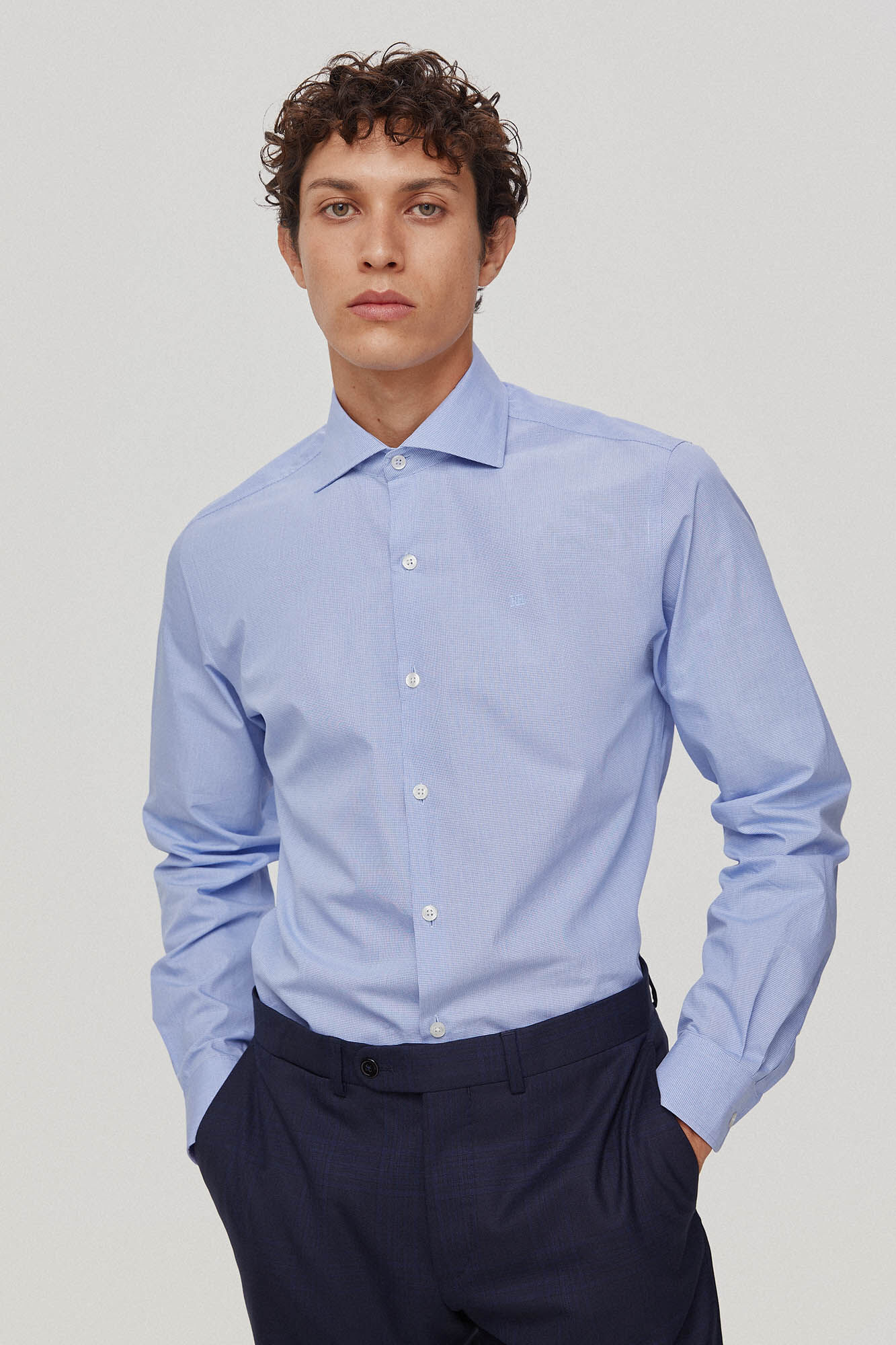 Pedro del Hierro Camisa vestir facil plancha y antimanchas cuadros regular fit Blue