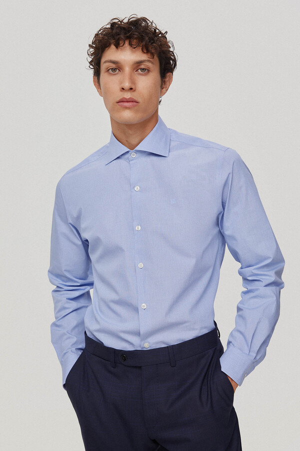 Pedro del Hierro Checked regular fit dress shirt, easy-iron and anti-stain Blue