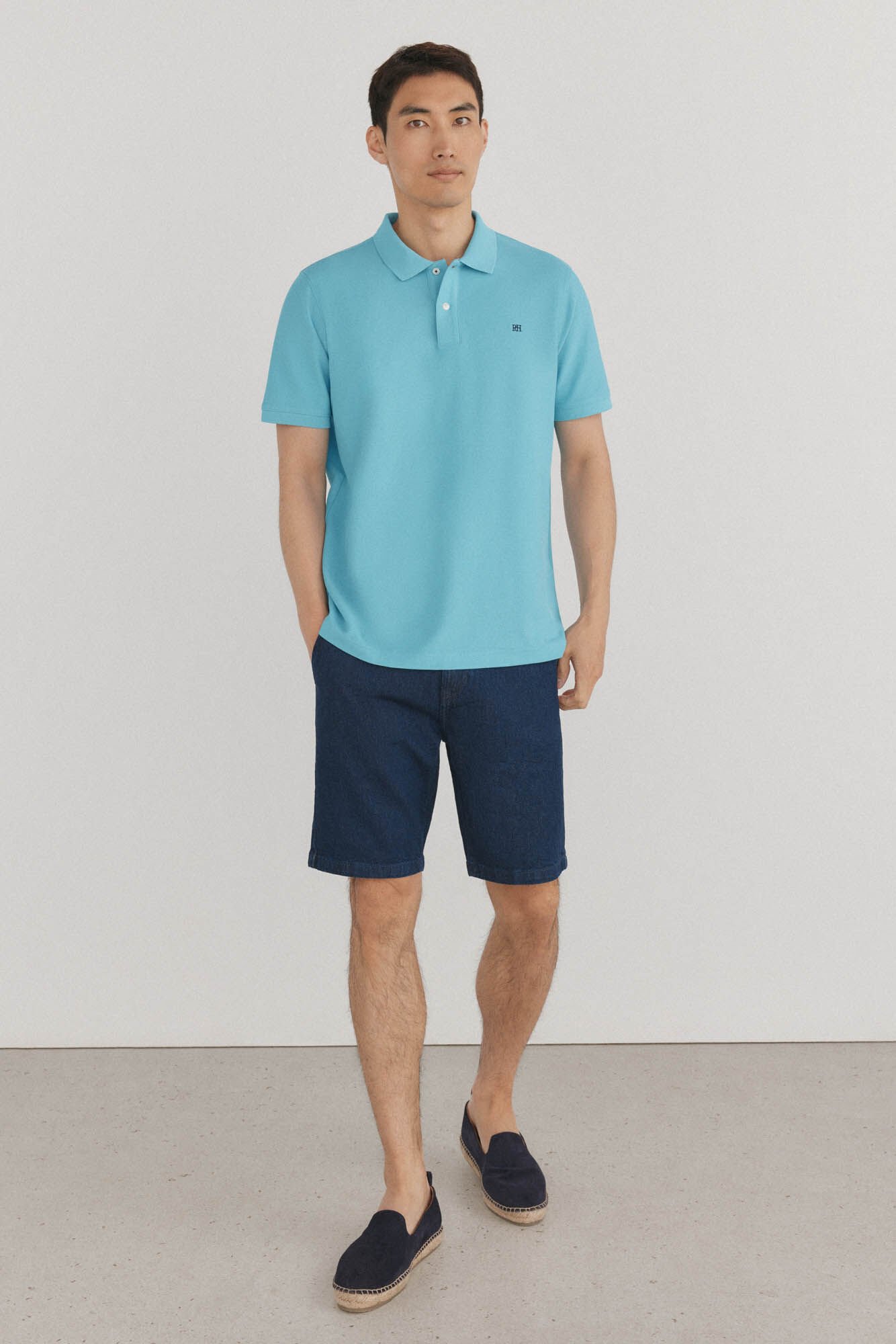 Pedro del Hierro Basic piqu&eacute; polo shirt Turquoise