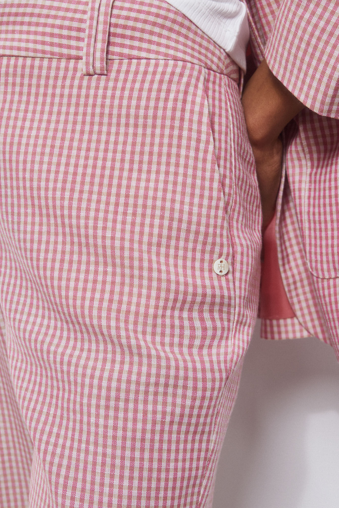 Pedro del Hierro Pantalon recto vichy Rosa