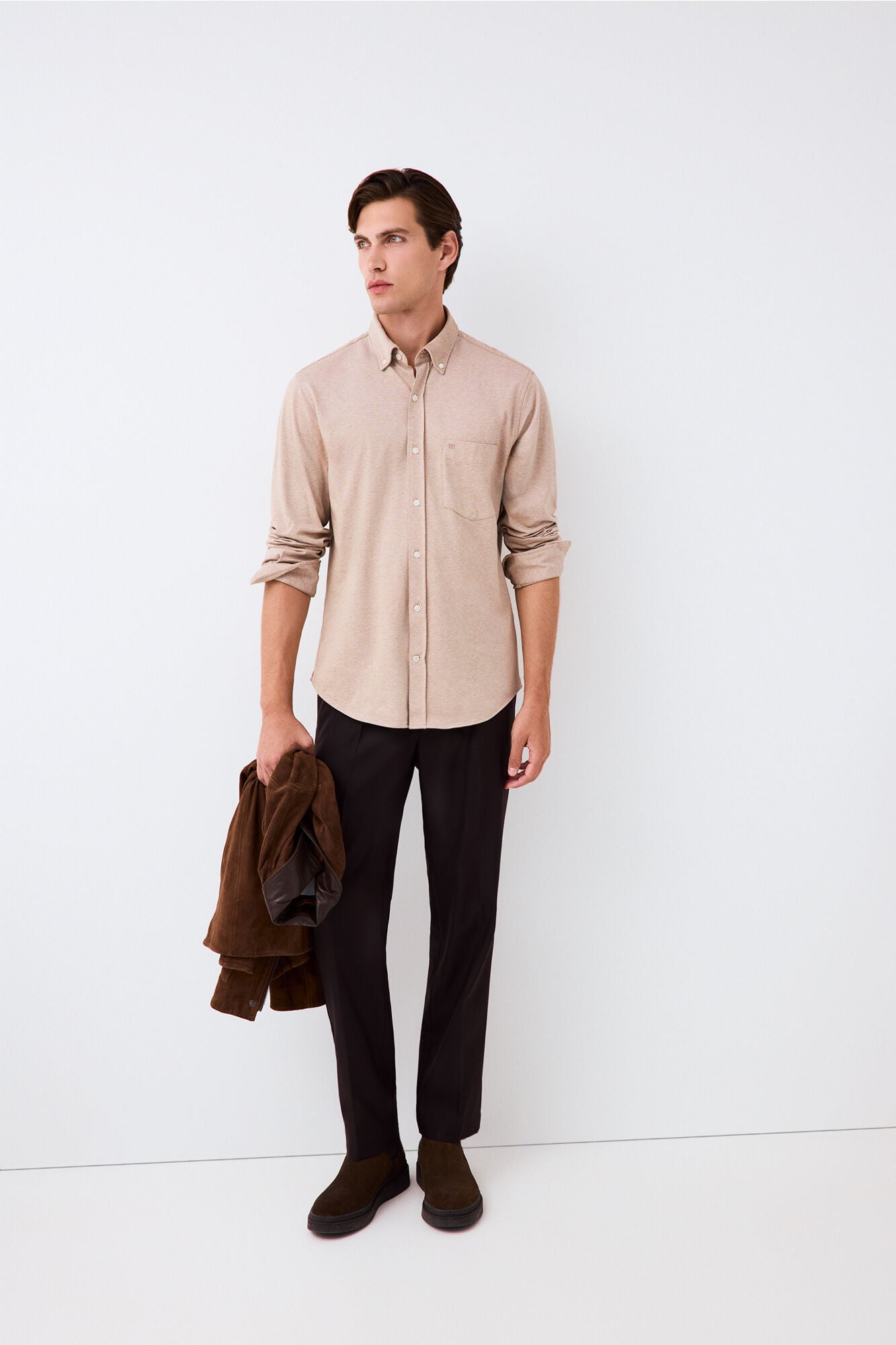 Pedro del Hierro Plain jersey-knit shirt Beige