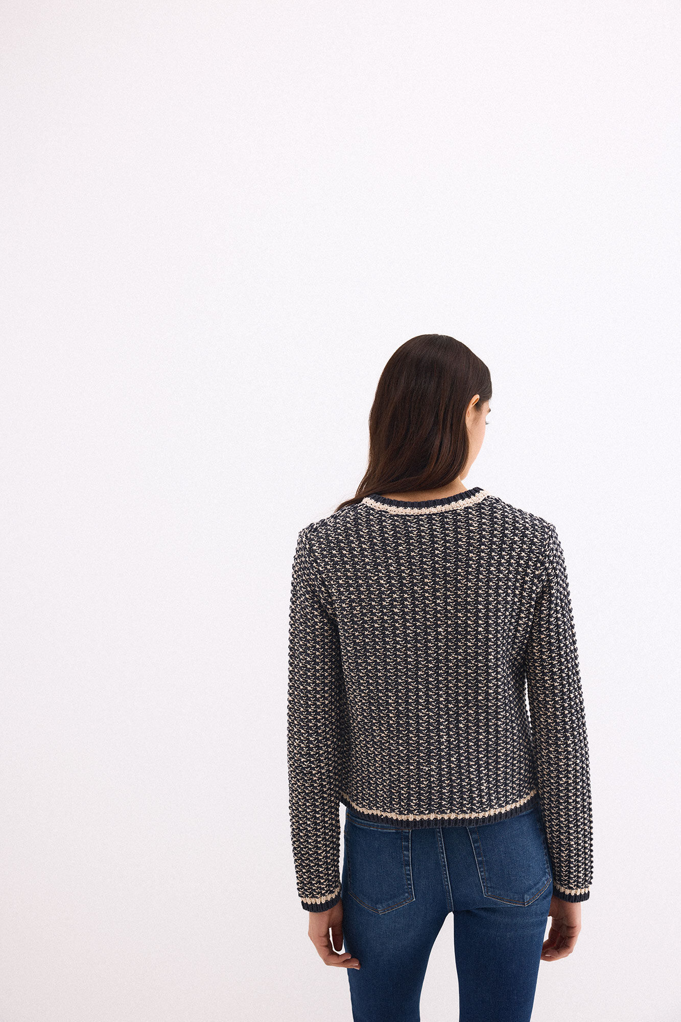 Pedro del Hierro Multicoloured textured jersey-knit jacket Blue