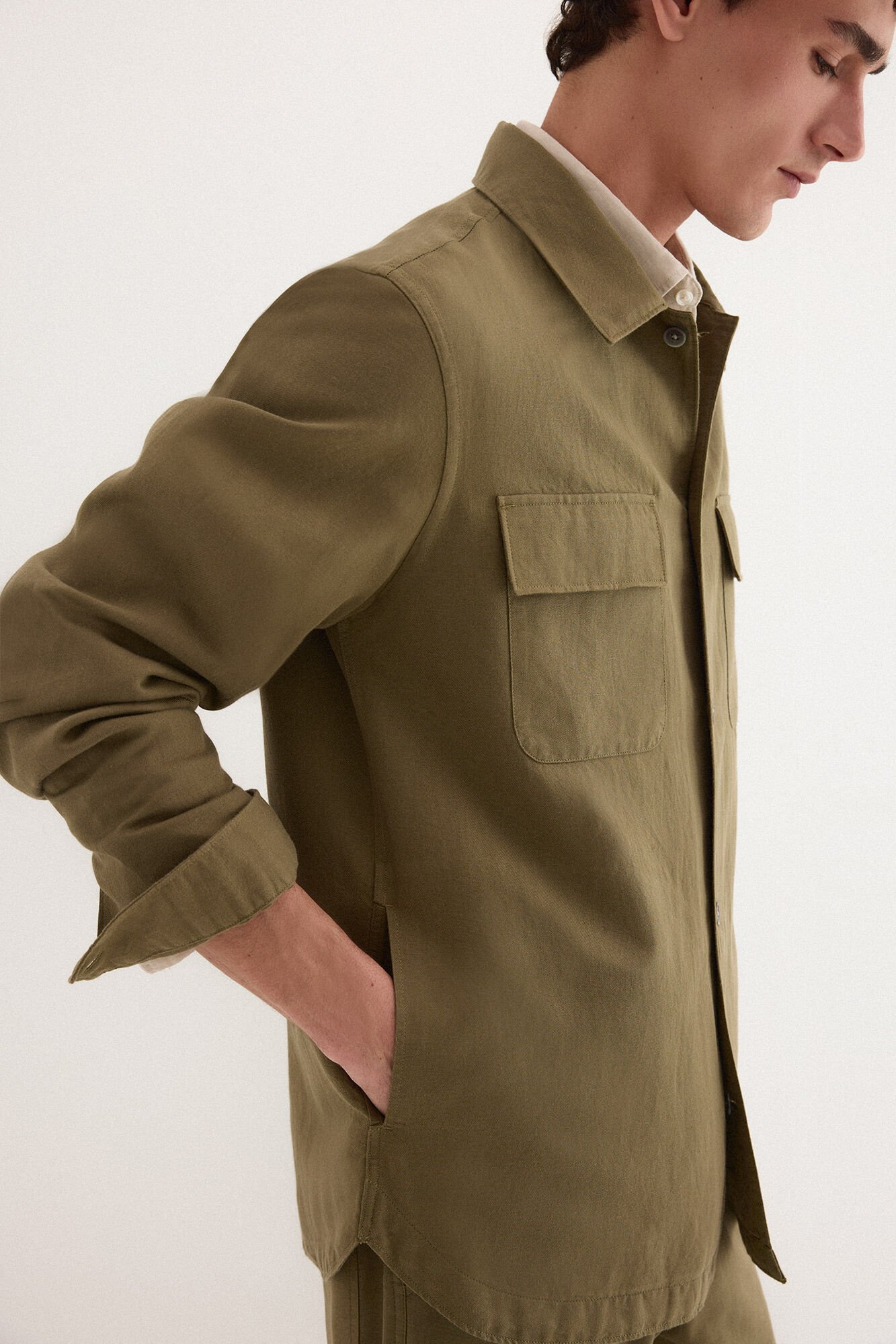Pedro del Hierro Cotton linen plain overshirt
