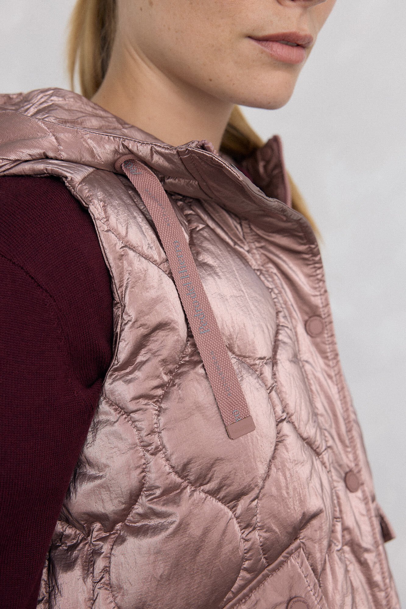 Pedro del Hierro Quilted hooded gilet Pink