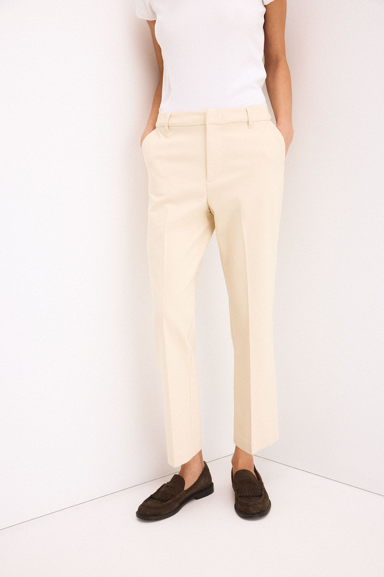 Pedro del Hierro Pantalones straight classic Beige